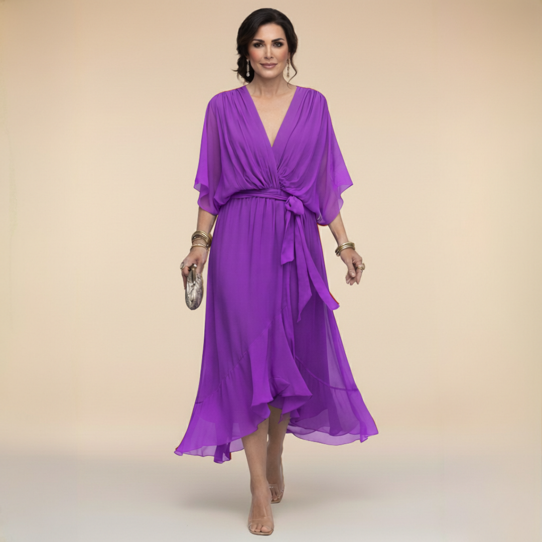 Ava | Chiffonkleid mit V-Ausschnitt