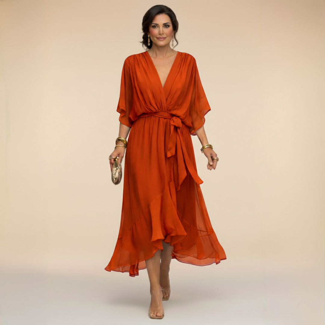 Ava | Chiffonkleid mit V-Ausschnitt