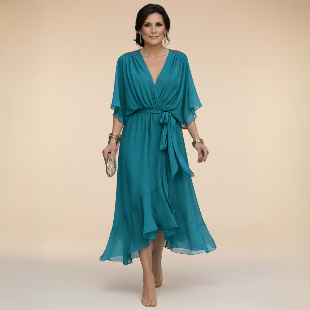 Ava | Chiffonkleid mit V-Ausschnitt