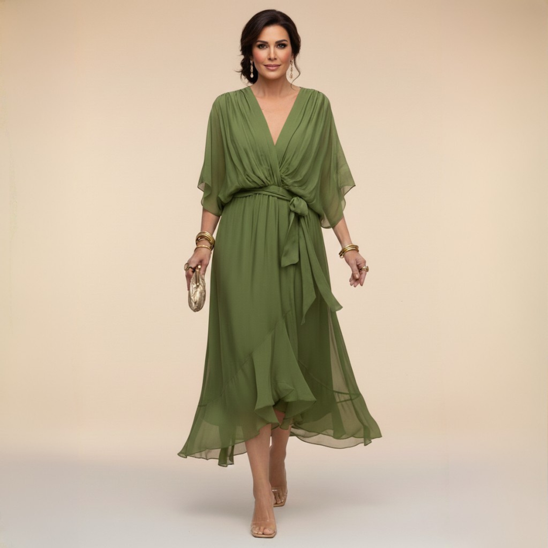 Ava | Chiffonkleid mit V-Ausschnitt
