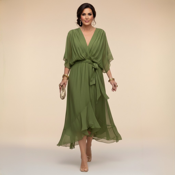 Ava | Chiffonkleid mit V-Ausschnitt