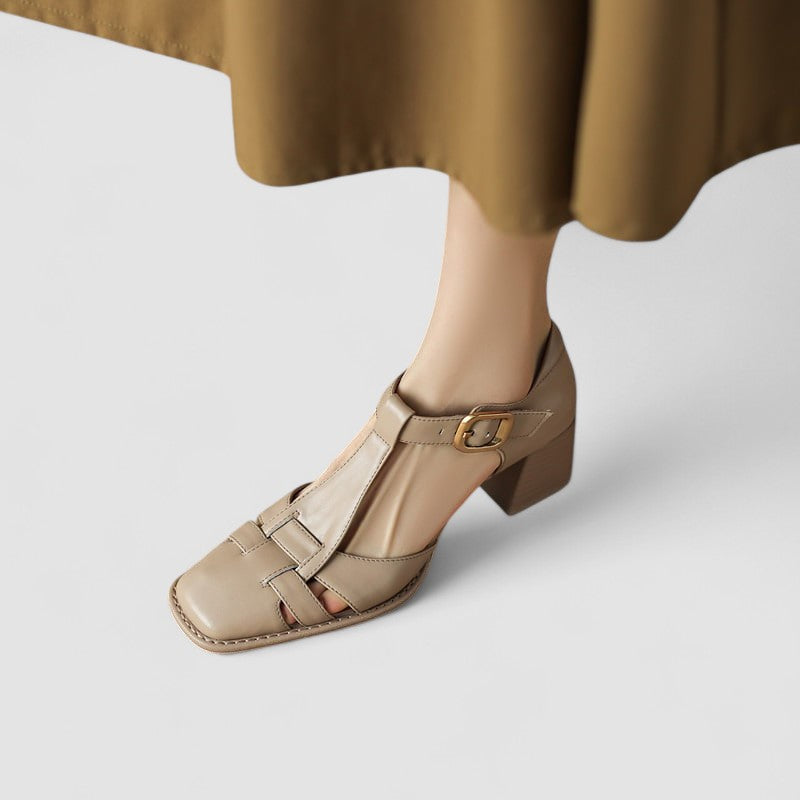 Elyxiana | Orthopädische T-Strap Blockabsätze