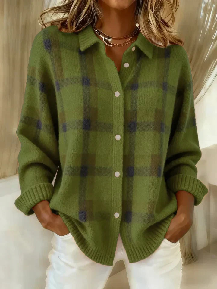 Victoria - Retro-Karomuster Pullover mit Kontrast Casual