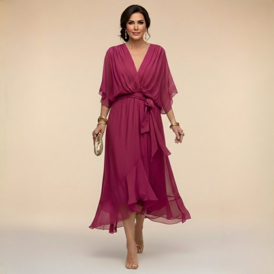 Ava | Chiffonkleid mit V-Ausschnitt