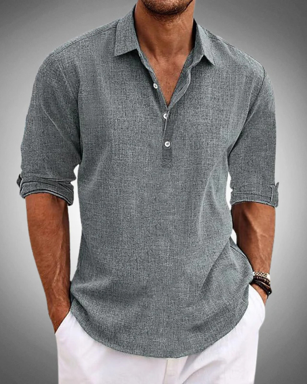 Caleb | Raffiniertes Button-Front Klassisches Hemd