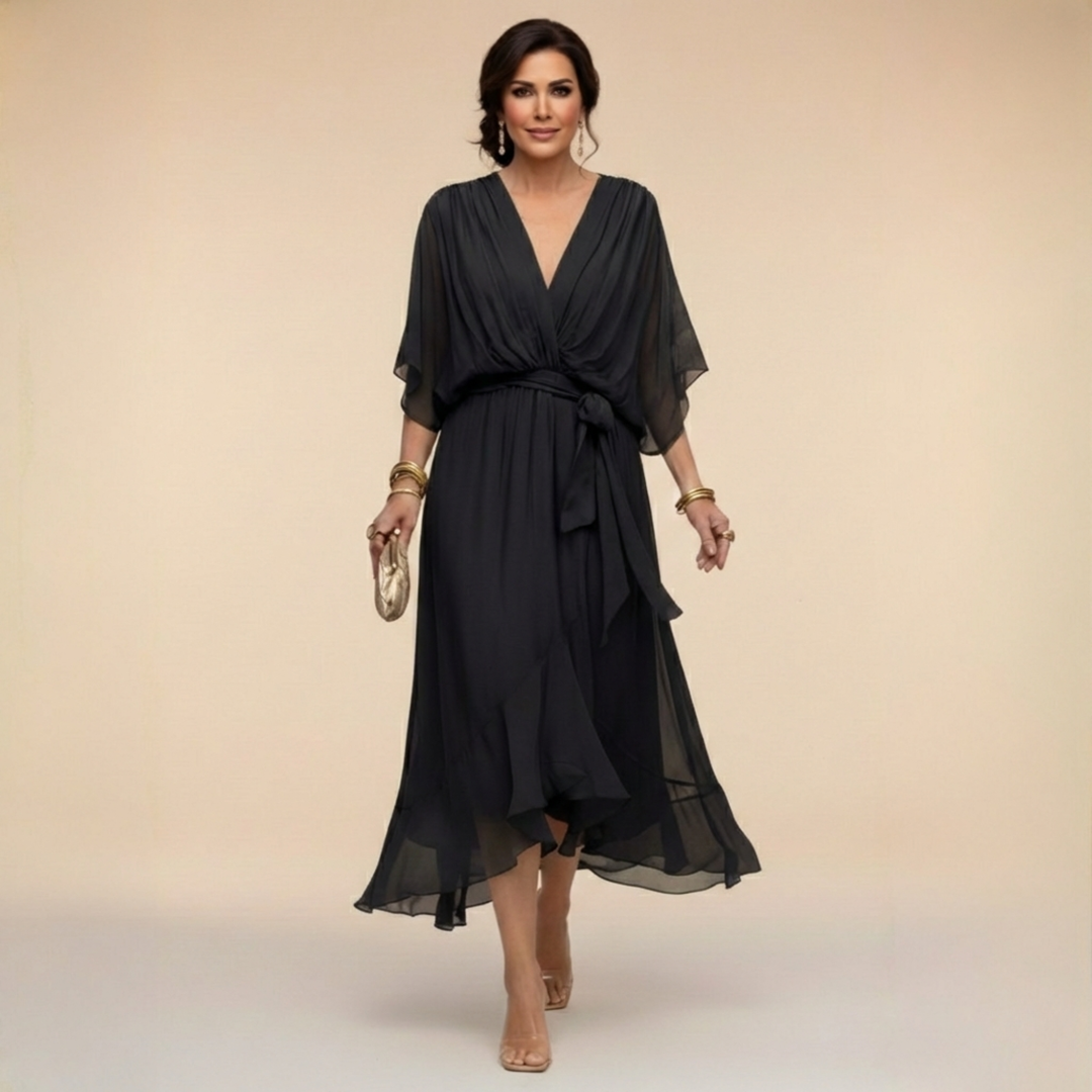 Ava | Chiffonkleid mit V-Ausschnitt