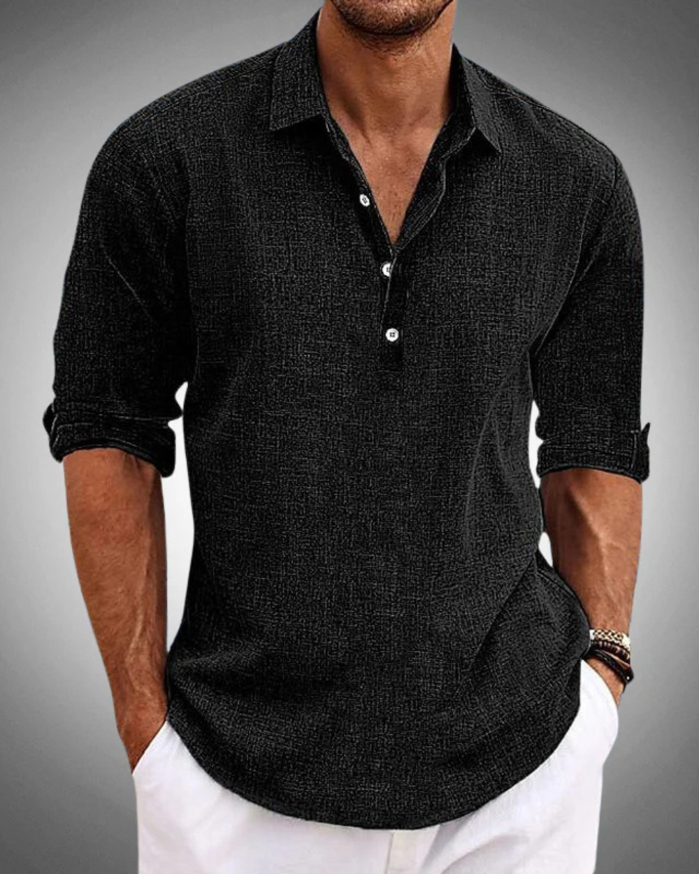 Caleb | Raffiniertes Button-Front Klassisches Hemd