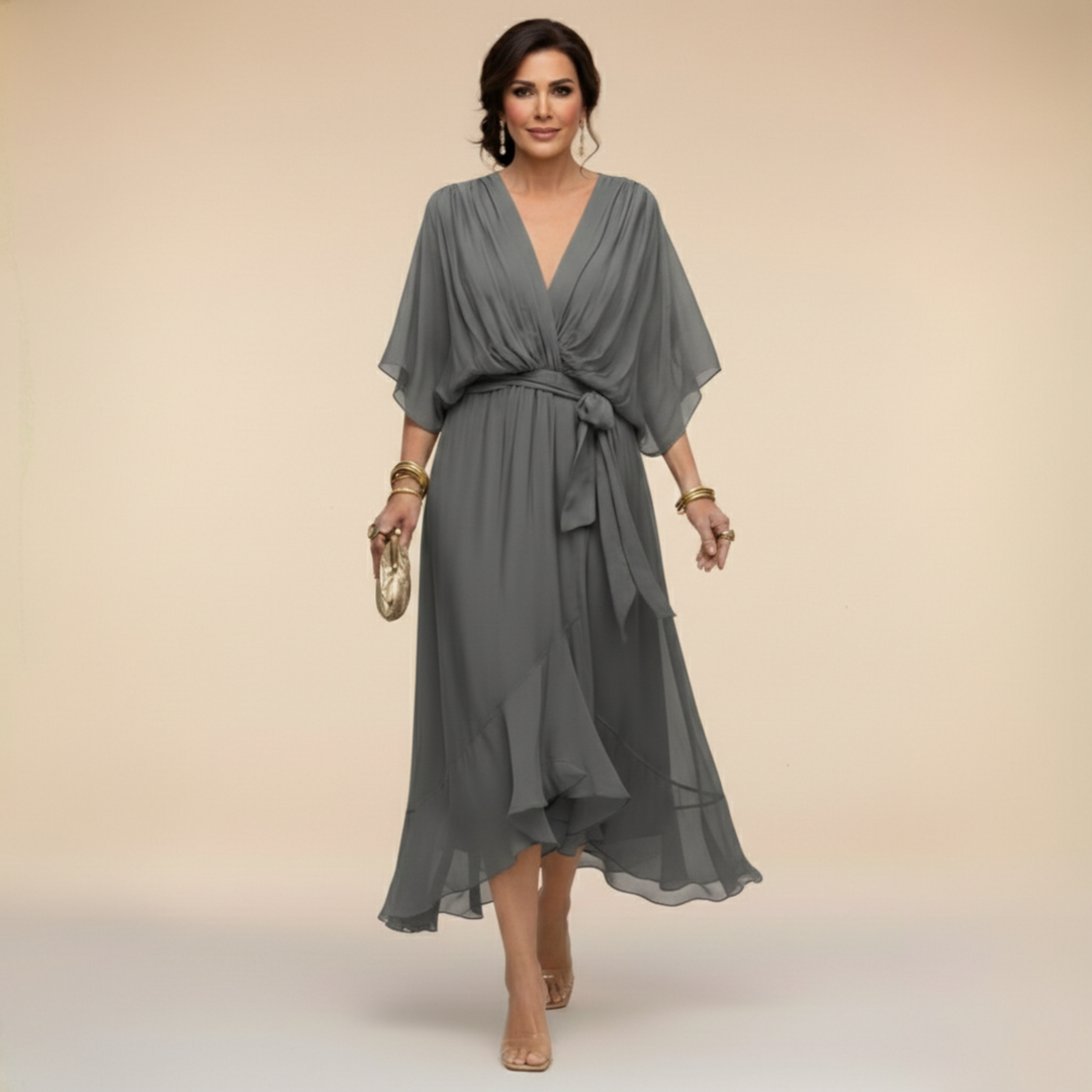 Ava | Chiffonkleid mit V-Ausschnitt