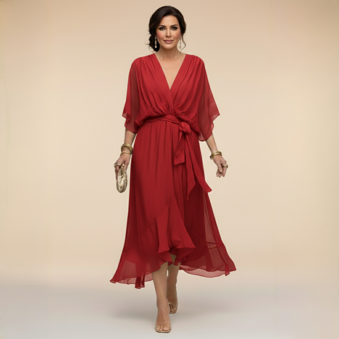 Ava | Chiffonkleid mit V-Ausschnitt