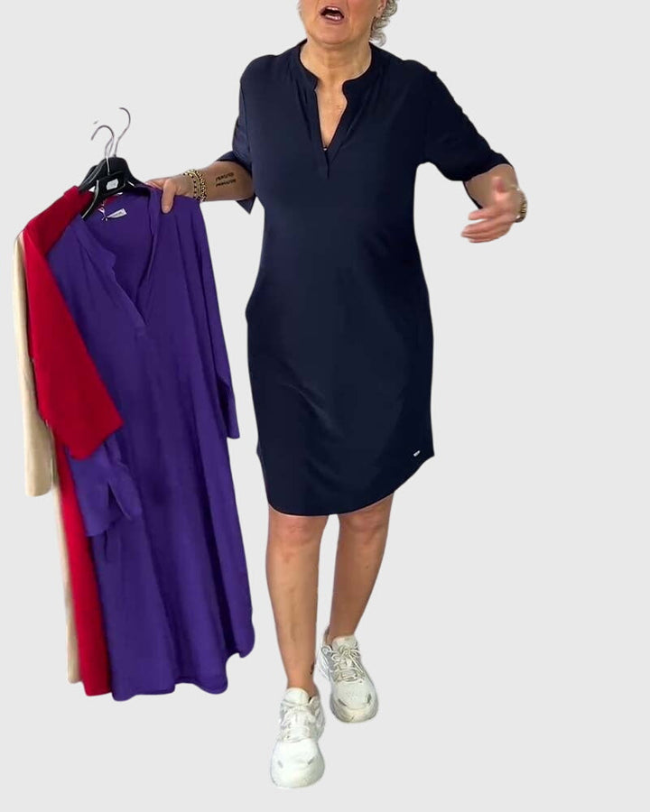 Clara | Schlichtes V-Ausschnitt Kleid