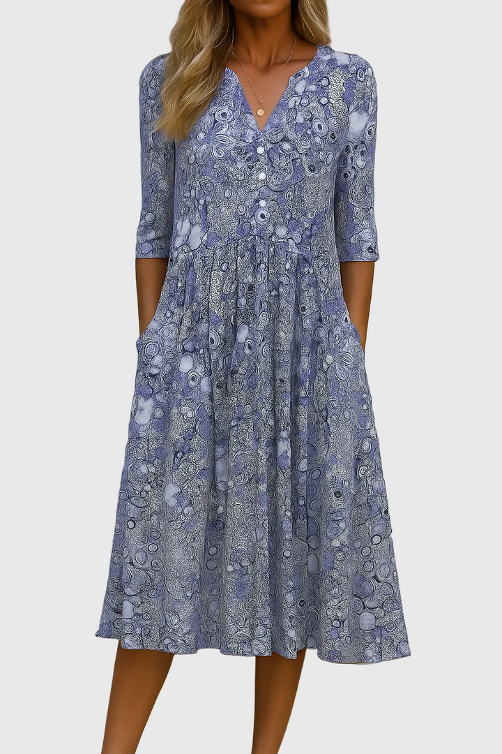 Harlow | Anmutiges V-Ausschnitt Eleganz Midi Kleid