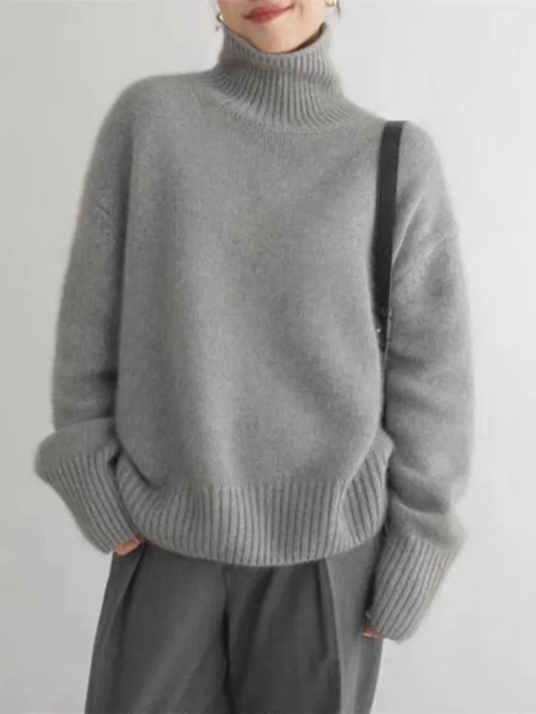 MONIKA - Pullover mit Hohem Baumwollkragen
