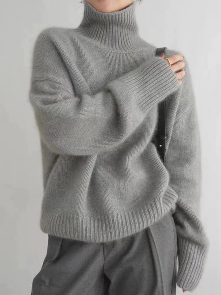 MONIKA - Pullover mit Hohem Baumwollkragen