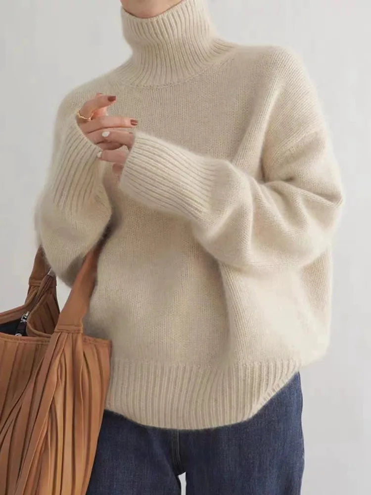 MONIKA - Pullover mit Hohem Baumwollkragen