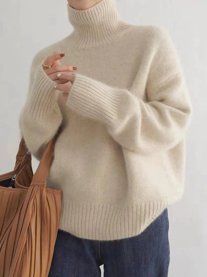 MONIKA - Pullover mit Hohem Baumwollkragen