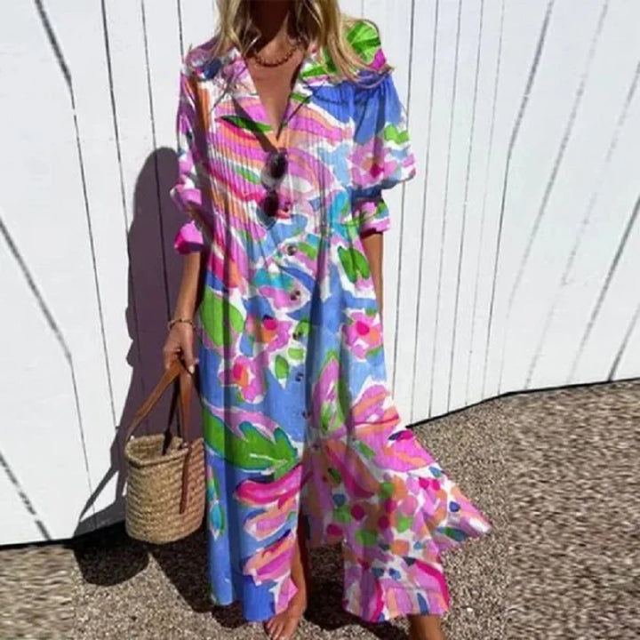 Alyssa™ Boho Puffärmel Maxikleid