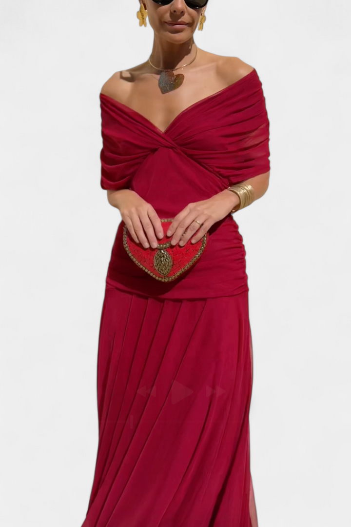 Florendra | Langes Blumenkleid mit V-Ausschnitt