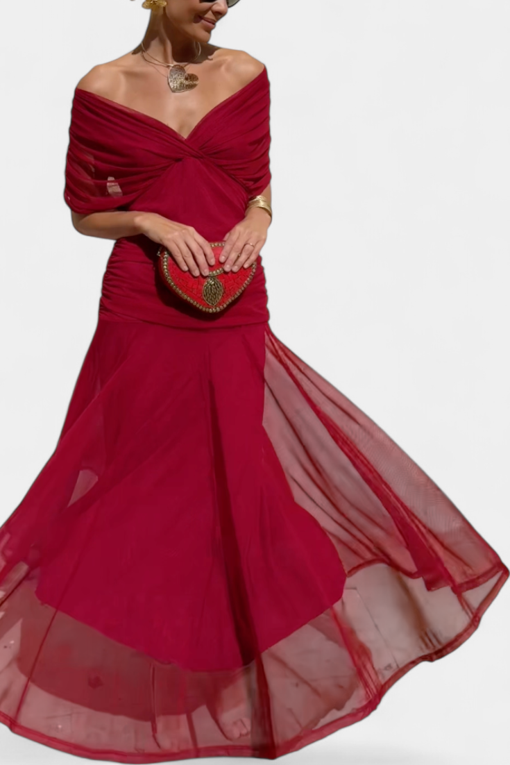 Florendra | Langes Blumenkleid mit V-Ausschnitt