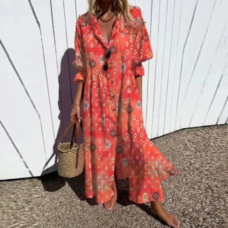 Alyssa™ Boho Puffärmel Maxikleid