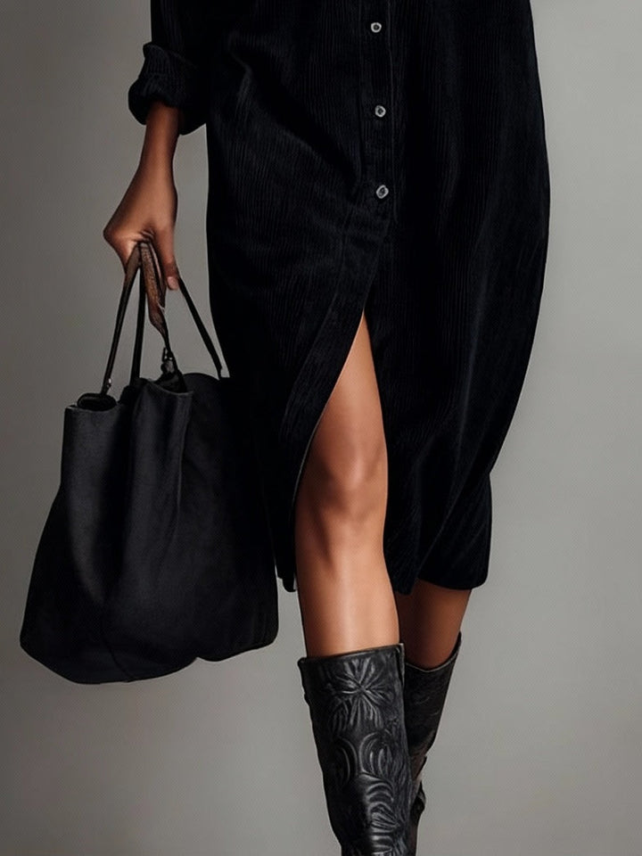 Evelyn | Entspanntes Corduroy-Midi-Kleid