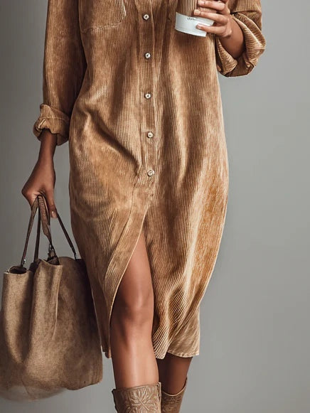 Evelyn | Entspanntes Corduroy-Midi-Kleid