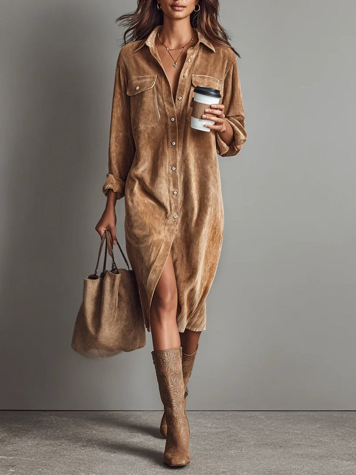 Evelyn | Entspanntes Corduroy-Midi-Kleid