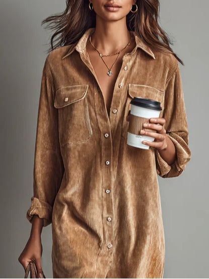 Evelyn | Entspanntes Corduroy-Midi-Kleid