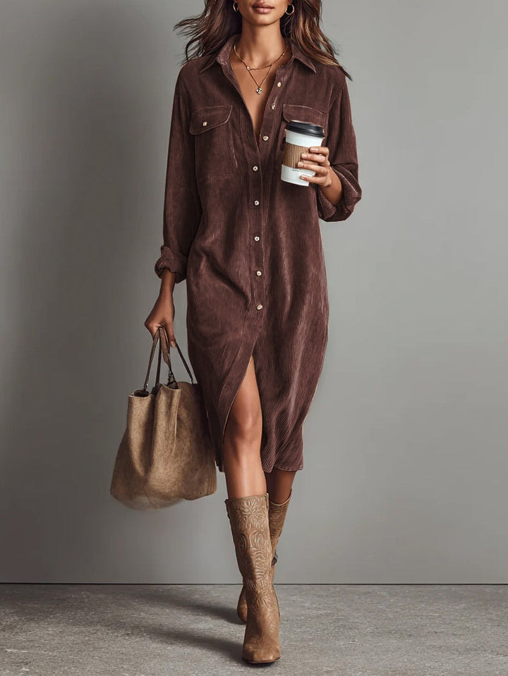 Evelyn | Entspanntes Corduroy-Midi-Kleid