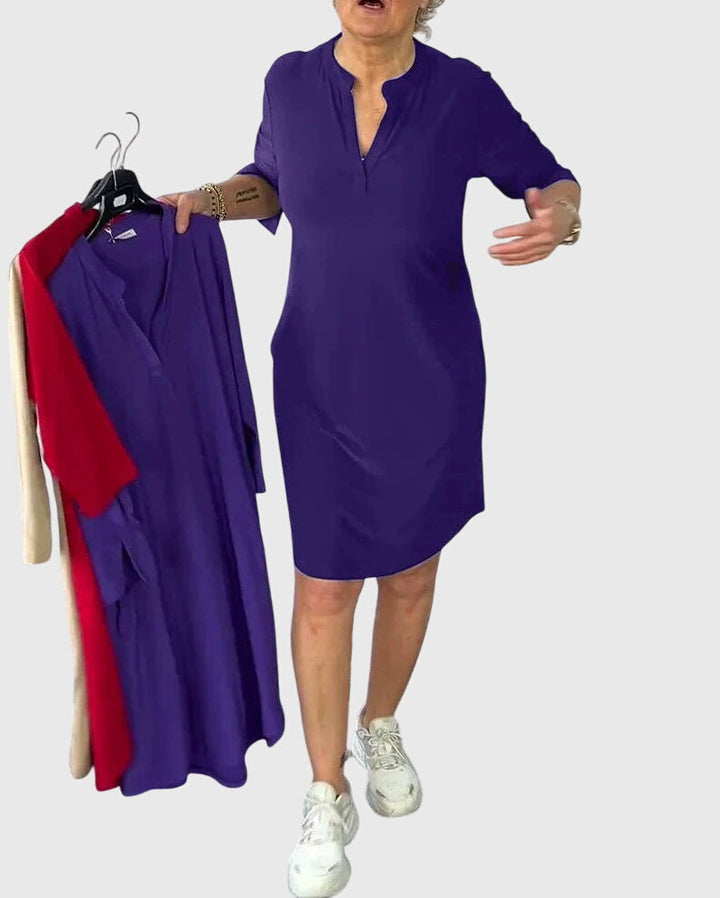 Clara | Schlichtes V-Ausschnitt Kleid