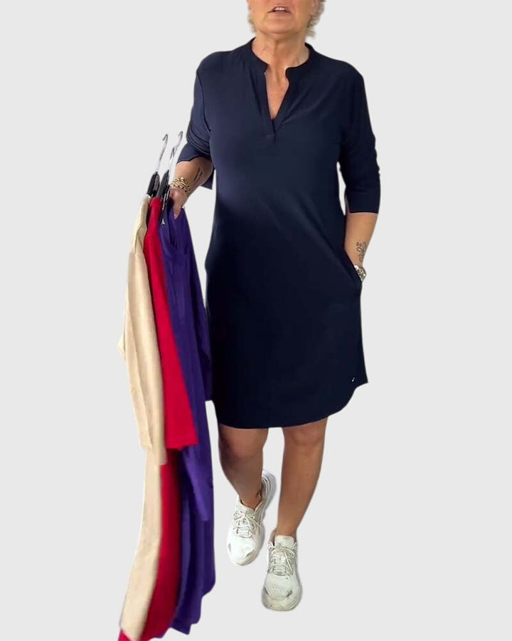 Clara | Schlichtes V-Ausschnitt Kleid