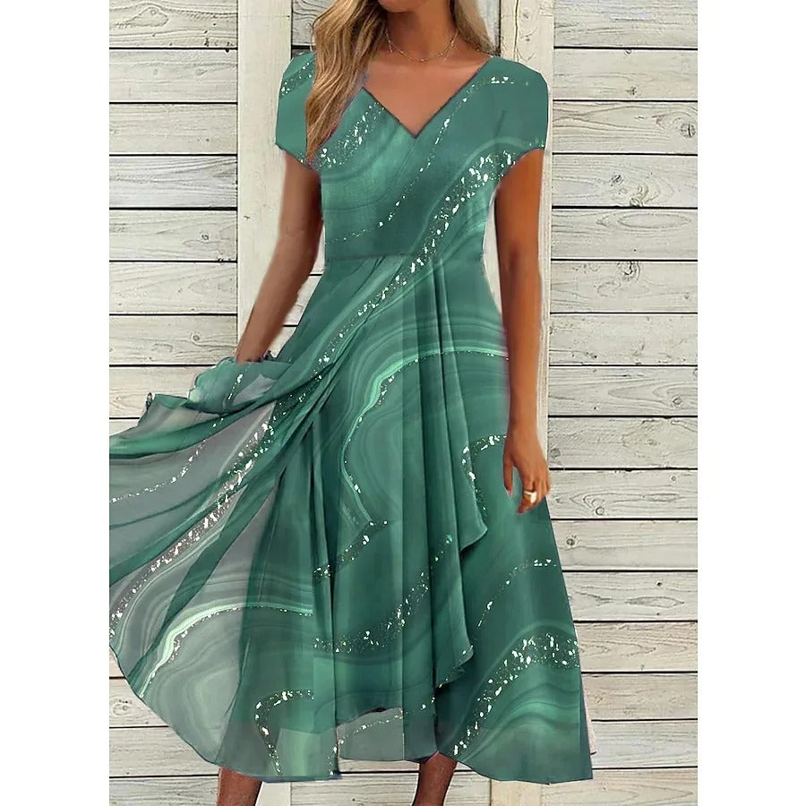 Josephine™ Elegantes V-Ausschnitt Midi-Kleid